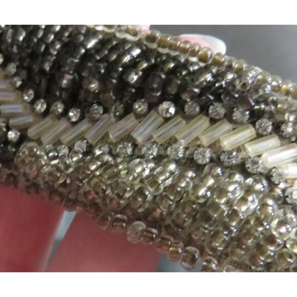 Women\'s Ornate Heavily Beaded Rhinestone Gray Suede Tie Belt One Size main image 7